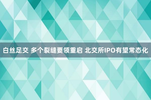 白丝足交 多个裂缝要领重启 北交所IPO有望常态化