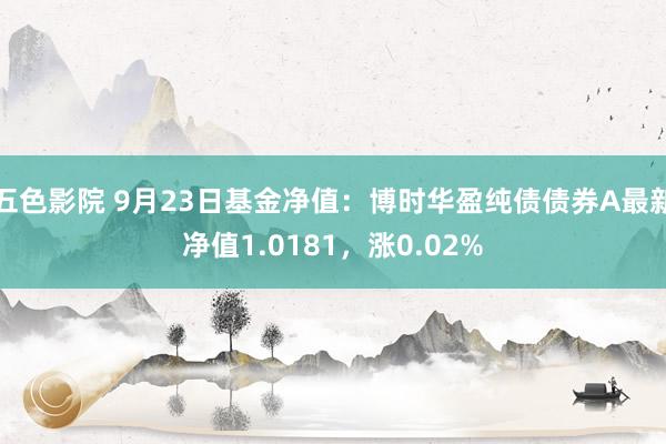 五色影院 9月23日基金净值：博时华盈纯债债券A最新净值1.0181，涨0.02%