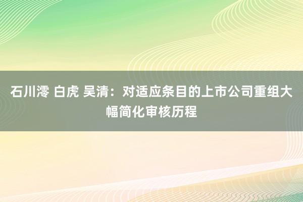 石川澪 白虎 吴清：对适应条目的上市公司重组大幅简化审核历程