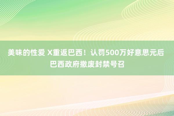 美味的性爱 X重返巴西！认罚500万好意思元后 巴西政府撤废封禁号召