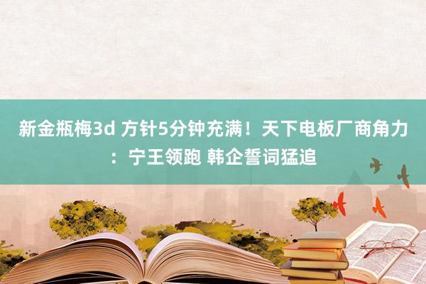 新金瓶梅3d 方针5分钟充满！天下电板厂商角力：宁王领跑 韩企誓词猛追