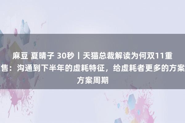 麻豆 夏晴子 30秒丨天猫总裁解读为何双11重启预售：沟通到下半年的虚耗特征，给虚耗者更多的方案周期