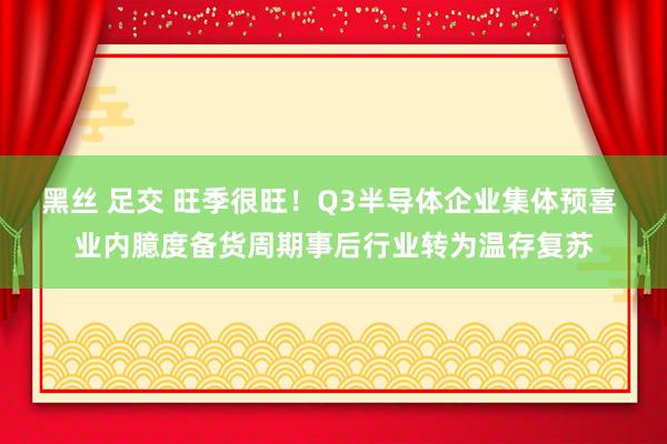 黑丝 足交 旺季很旺！Q3半导体企业集体预喜 业内臆度备货周期事后行业转为温存复苏