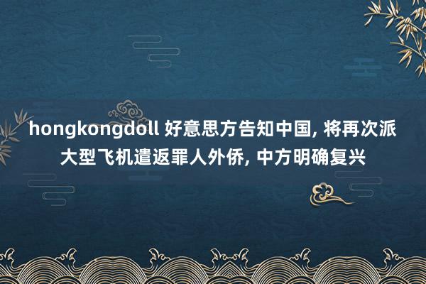 hongkongdoll 好意思方告知中国， 将再次派大型飞机遣返罪人外侨， 中方明确复兴