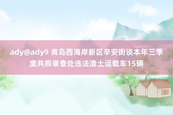 ady@ady9 青岛西海岸新区辛安街谈本年三季度共照章查处违法渣土运载车15辆