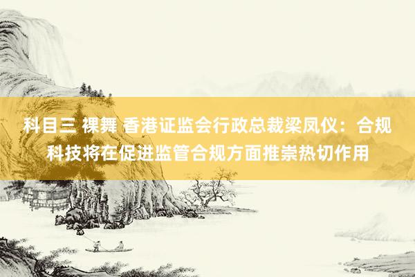 科目三 裸舞 香港证监会行政总裁梁凤仪：合规科技将在促进监管合规方面推崇热切作用