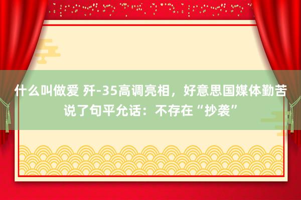 什么叫做爱 歼-35高调亮相，好意思国媒体勤苦说了句平允话：不存在“抄袭”