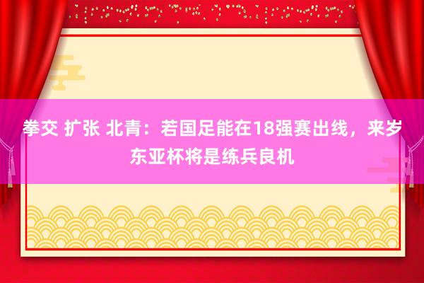 拳交 扩张 北青：若国足能在18强赛出线，来岁东亚杯将是练兵良机