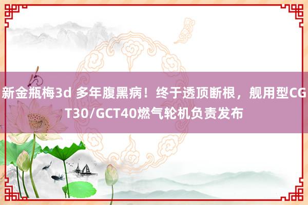 新金瓶梅3d 多年腹黑病！终于透顶断根，舰用型CGT30/GCT40燃气轮机负责发布