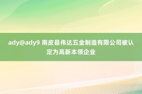 ady@ady9 南皮县伟达五金制造有限公司被认定为高新本领企业