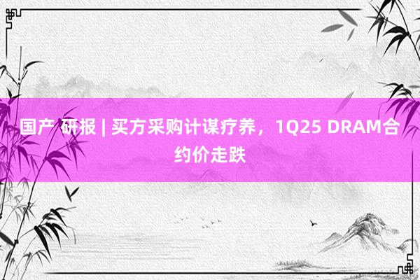 国产 研报 | 买方采购计谋疗养，1Q25 DRAM合约价走跌