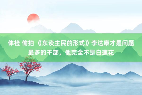 体检 偷拍 《东谈主民的形式》李达康才是问题最多的干部，他完全不是白莲花