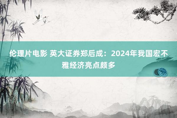 伦理片电影 英大证券郑后成：2024年我国宏不雅经济亮点颇多